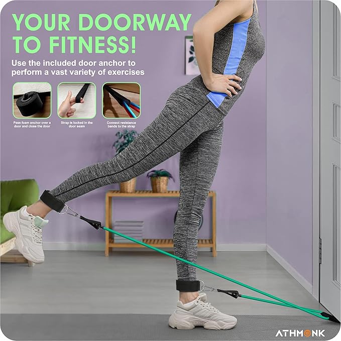 Set Di 5 Tube Elastiche Per Fitness - Con Livelli Di Resistenza Diversi E Accessori (10-30 LB) - Foto 3